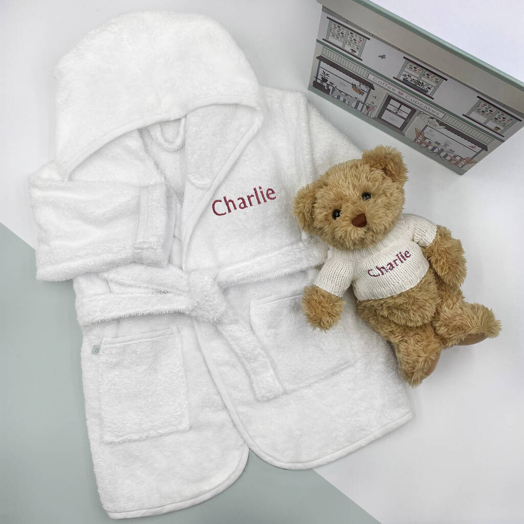Personalised Baby Girl Bunny And Bathrobe Hamper By Babyblooms