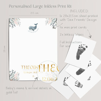 'Welcome To The World' Inkless Hand And Footprint Kit With Gold Foil Personalisation, 4 of 5