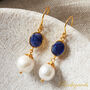 Blue Sapphire And Pearl Gold And Silver Drop Earrings, thumbnail 2 of 10