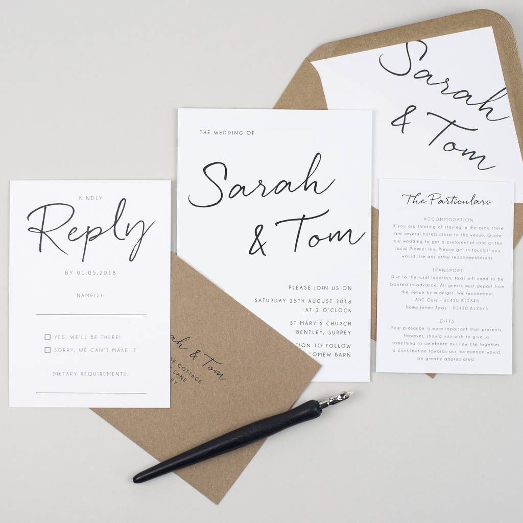 Minimalist Wedding Invitation By Pear Paper Co. | notonthehighstreet.com