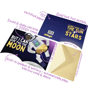 'Give You The Moon' Singing And Shaking Cheeky Love Card, 11 of 11