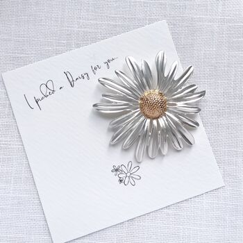 Statement Daisy Gold And Silver Brooch | Flower Pin Gift For Her, 2 of 11