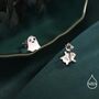 Mismatched Ghost Stud Earrings In Sterling Silver, thumbnail 5 of 12