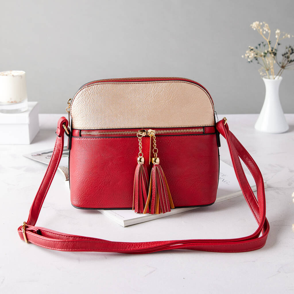 Personalised Colour Block Bag In Red And Gold By PoppyK