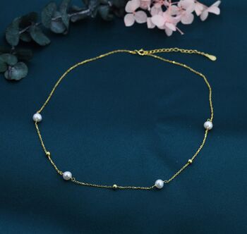 Genuine Pearl Choker Necklace In Sterling Silver, 3 of 12