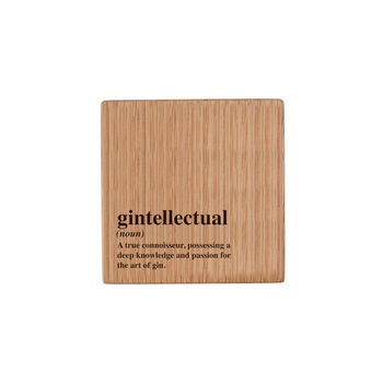 Loft 'Gintellectual' Square Oak Coaster, 2 of 2