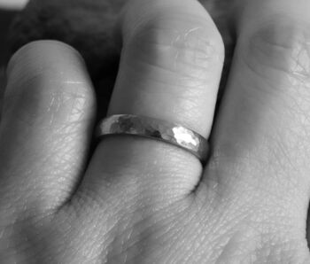 3mm Platinum Wedding Band With Hammer Effect, 4 of 4
