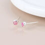 Sterling Silver Pink Opal Micro Stud Earrings – 3mm, thumbnail 6 of 7