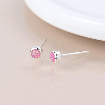 Sterling Silver Pink Opal Micro Stud Earrings – 3mm, 6 of 7