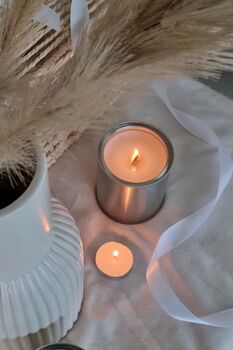 Peony And Blush Suede Wood Wick Candle, 5 of 7