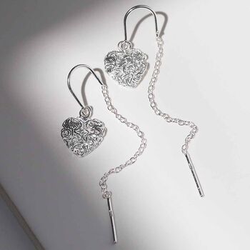 Sterling Silver Filigree Heart Threaders, 3 of 6