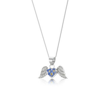 Angel Wing Pendant With Real Flowers Forget Me Nots Or Poppy/Rose, 2 of 10