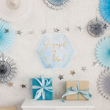 Marble Birthday Party Hanging Acrylic Sign Decoration, 3 of 3