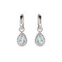 March Birthstone Aquamarine Sterling Silver Huggie Hoop Earrings, thumbnail 2 of 12
