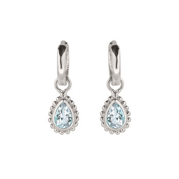 March Birthstone Aquamarine Sterling Silver Huggie Hoop Earrings, 2 of 12