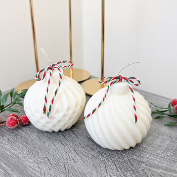 White Christmas Bauble Candle Decoration, 2 of 11
