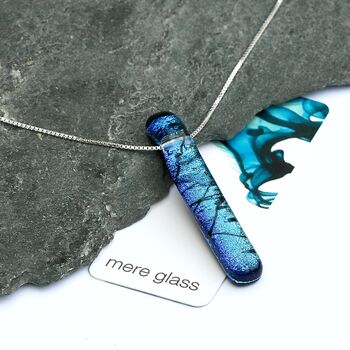 Ice Blue Glass And Sterling Silver Pendant Necklace, 2 of 12