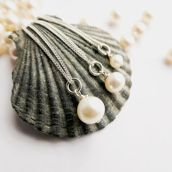 Single Pearl Necklace Sterling Silver, 2 of 8