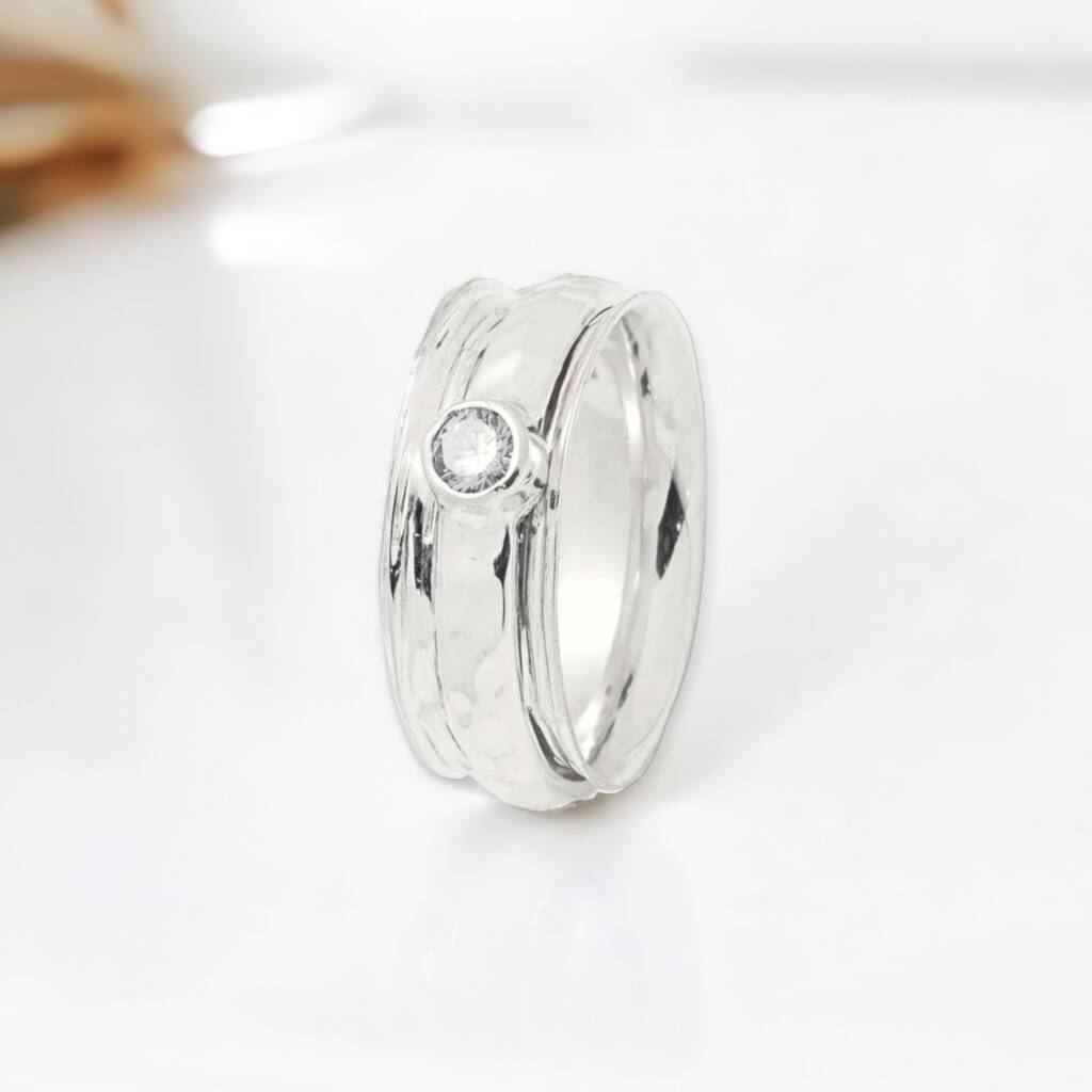 Sterling silver bands sales with cubic zirconia