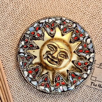 Smiling Gold Sun Incense Stick Holder Ash Catcher, 10 of 12