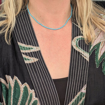Turquoise Skinny Gemstone Bead Necklace, 2 of 7