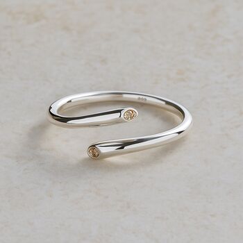Sterling Silver Adjustable Birthstone Open Ring, 2 of 9
