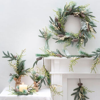 Luxury White Berry And Fir Cone Wreath, 2 of 6