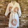 Organic Short Cotton Kimono: White With Sun, thumbnail 2 of 3