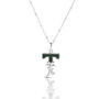 Solid Silver T Initial Necklace With Green Marble, thumbnail 1 of 6