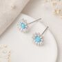 Sterling Silver Blue Opal Flower Stud Earrings – 6mm, thumbnail 3 of 9