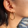 Khaleesi Rounded Hooped Earrings, Gold, thumbnail 1 of 4