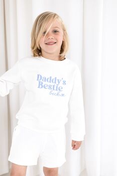 Daddy's Bestie Father's Day Bow Embroidered Sweatshirt Jumper, 3 of 6
