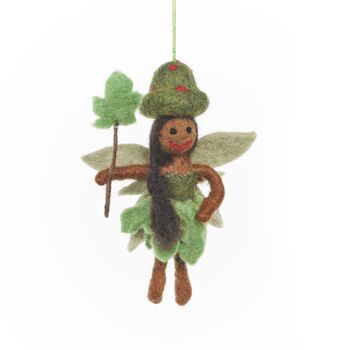 Handmade Felt Sage The Forest Fairy Hanging Decoration, 3 of 4