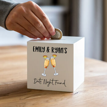 Personalised Date Night Fund White Money Box, 2 of 6