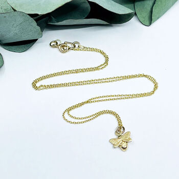 9ct Dainty Gold Bee Necklace, 2 of 9