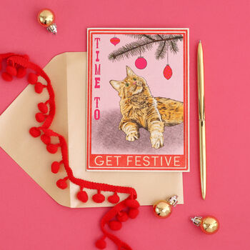 Get Festive Ginger Cat Christmas Card, 4 of 7