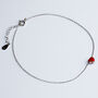 Sterling Silver Red Heart Charm Anklet, thumbnail 1 of 5