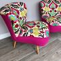 Cocktail Chair In Vibrant Fabric With Pink Harris Tweed, thumbnail 3 of 10