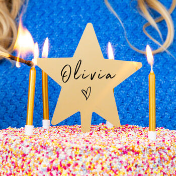 Personalised Name And Heart Star Cake Topper, 2 of 7