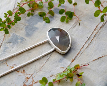 Natural Sapphire Hair Pin In Solid Sterling Silver, 2 of 3