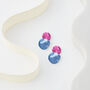 Hammered Textured Pink And Blue Double Disc Earrings, thumbnail 3 of 3