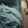 Stone Blue Stone Washed Rhomb Bed Linen Flat Sheet, thumbnail 2 of 3