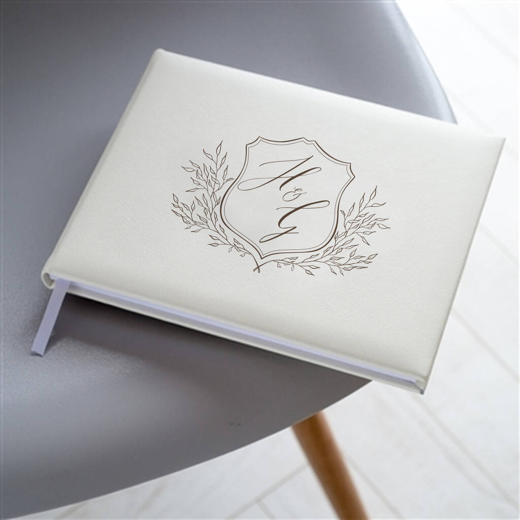 Crest Initials Leather Guest Book, 1 of 7