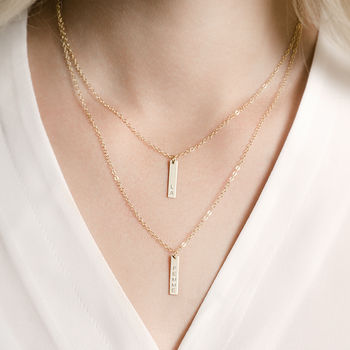 Personalised Vertical Bar Necklace Set, 2 of 5