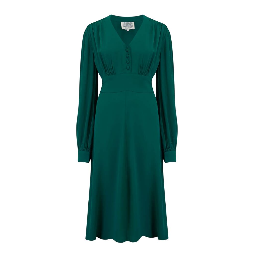 Ava Dress In Hampton Green Vintage 1940s Style, 1 of 2