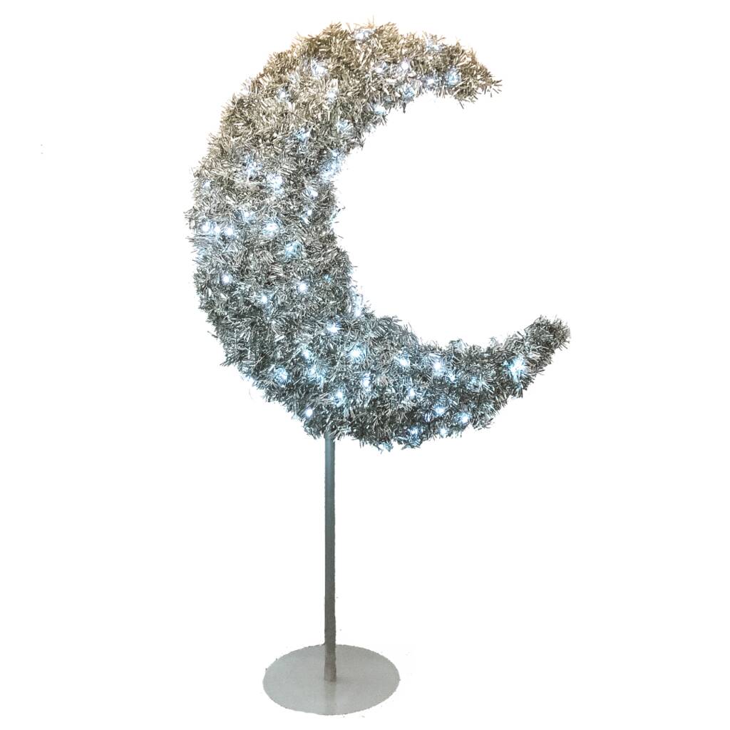 Silver 5ft Eid Moon Tree And LED Lights, 1 of 2