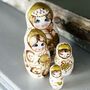 Handmade Russian Nesting Dolls Gold, thumbnail 1 of 8