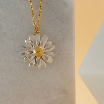 Yellow Gold Vermeil Large Daisy Pendant, 2 of 6