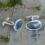 Natural Blue Sapphire Cufflinks In Solid Silver, thumbnail 3 of 4