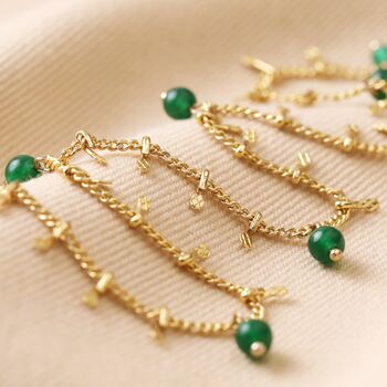 Green Semi Precious Beaded Necklace In Gold Plating, 9 of 10